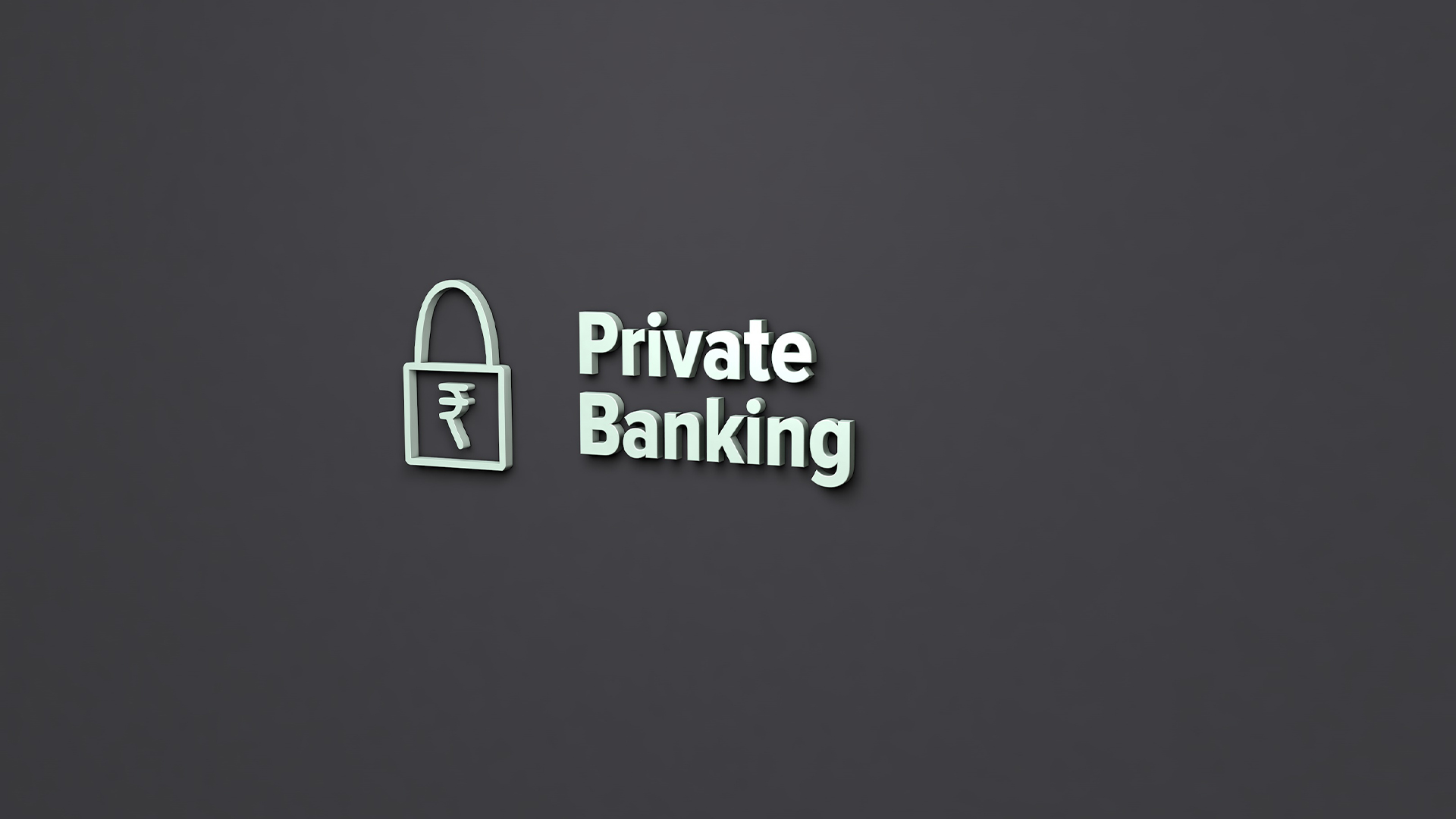 3D illustration of Private Banking, light green color and light green text with dark background.
